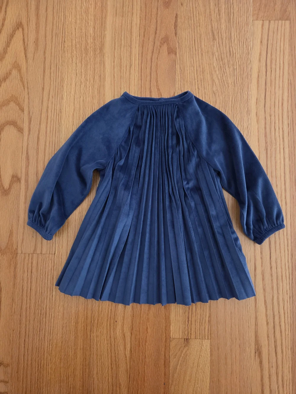 Hanna Andersson Navy Pleated Velvet Kids Dress Size 2T